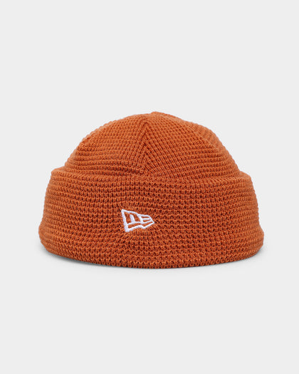 New Era Waffle Knit Thin Fisherman Beanie Burnt Orange