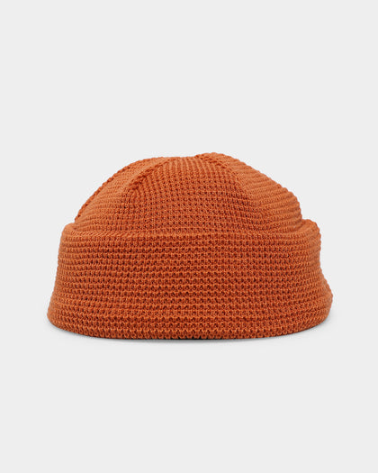 New Era Waffle Knit Thin Fisherman Beanie Burnt Orange