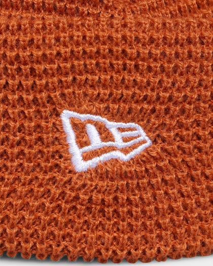New Era Waffle Knit Thin Fisherman Beanie Burnt Orange