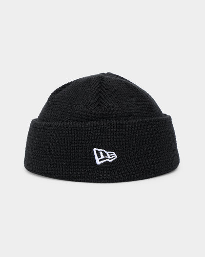 New Era Waffle Knit Thin Fisherman Beanie Black