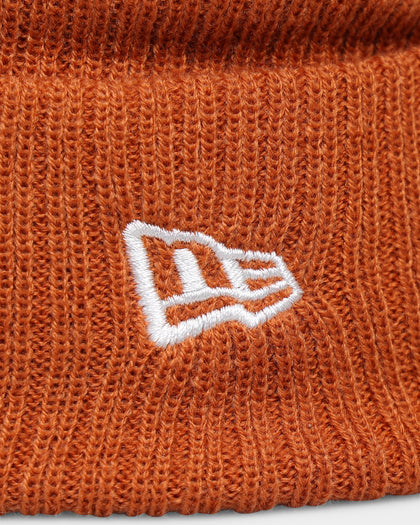 New Era Ribbed Knit Thin Fisherman Beanie Burnt Orange