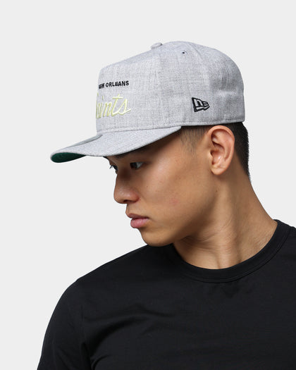 New Era New Orleans Saints Script Old Golfer Snapback Heather Grey