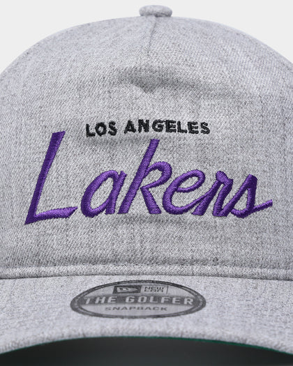 New Era  Los Angeles Lakers Script Old Golfer Snapback Heather Grey