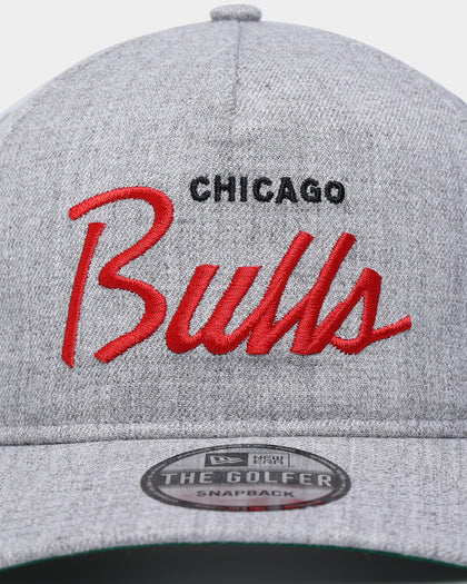 New Era Chicago Bulls Script Old Golfer Snapback Heather Grey