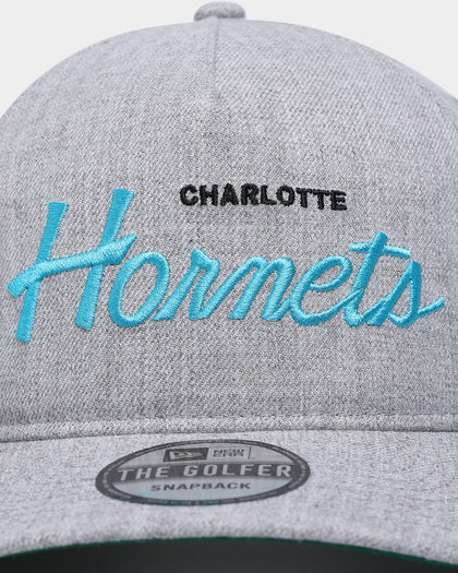 New Era Charlotte Hornets Script Old Golfer Snapback Heather Grey