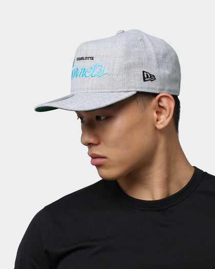 New Era Charlotte Hornets Script Old Golfer Snapback Heather Grey
