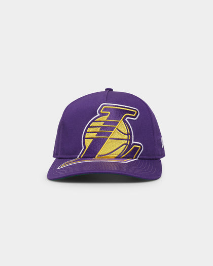 New Era Los Angeles Lakers 'Oversized Team Logo' Old Golfer Snapback Purple/Yellow