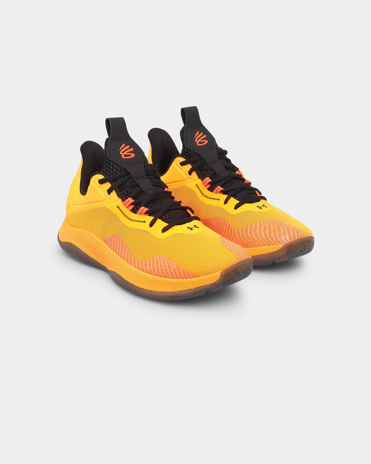 orange and black under armour basketball shoes