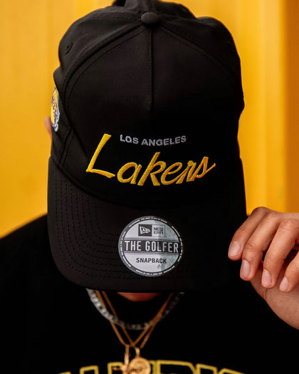 New Era Los Angeles Lakers 'Black Team Script' Prolight Old Golfer Black