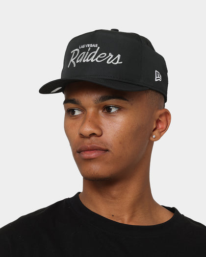 New Era Las Vegas Raiders 'Black Team Script' Prolight Old Golfer Snapback Black
