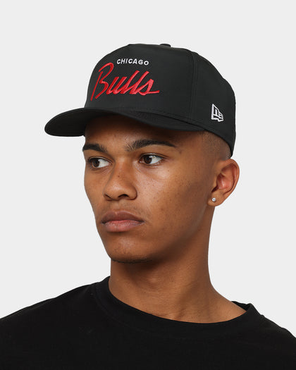 New Era Chicago Bulls 'Black Team Script' Prolight Old Golfer Snapback Black