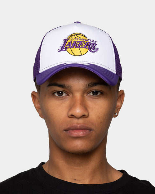 New Era Los Angeles Lakers 'White OTC' Foam Front 9FORTY A-Frame Trucker Snapback Team/2-Tone