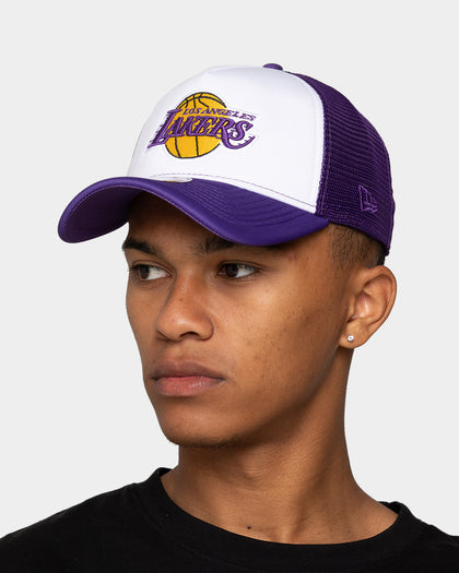 New Era Los Angeles Lakers 'White OTC' Foam Front 9FORTY A-Frame Trucker Snapback Team/2-Tone