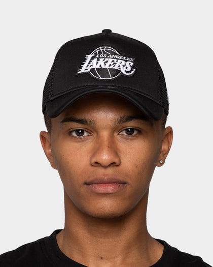 New Era Los Angeles Lakers 'Monochrome' Foam Front 9FORTY A-Frame Trucker Snapback Black/Black/White