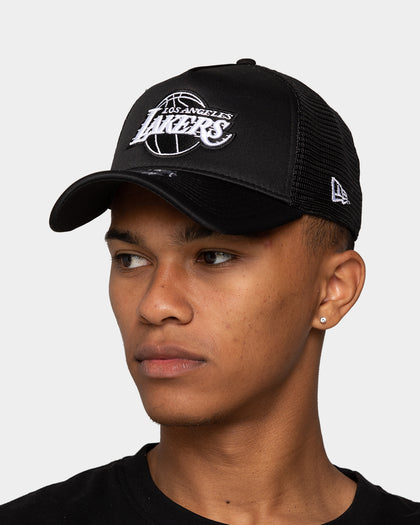 New Era Los Angeles Lakers 'Monochrome' Foam Front 9FORTY A-Frame Trucker Snapback Black/Black/White