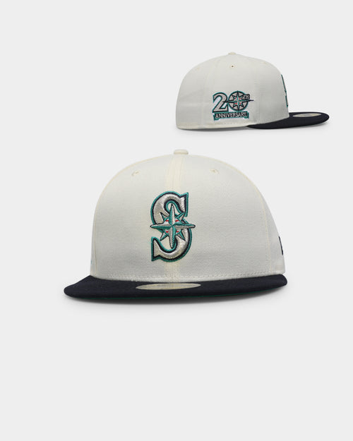 New Era Seattle Mariners 20th Anniversary 'Off White 2-Tone World Series Patch' 59FIFTY Fitted Chrome White/OTC