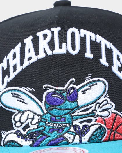 Mitchell & Ness Charlotte Hornets 'Hardwood XL Crop Logo' Pro Crown Snapback Black