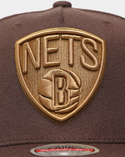Mitchell & Ness Brooklyn Nets 'Lux Brown' Classic Red Snapback Baroque Brown
