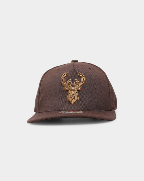 Mitchell & Ness Milwaukee Bucks 'Lux Brown' Classic Red Snapback Baroque Brown
