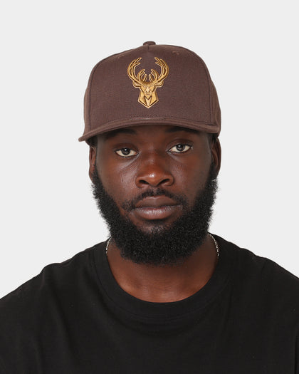 Mitchell & Ness Milwaukee Bucks 'Lux Brown' Classic Red Snapback Baroque Brown