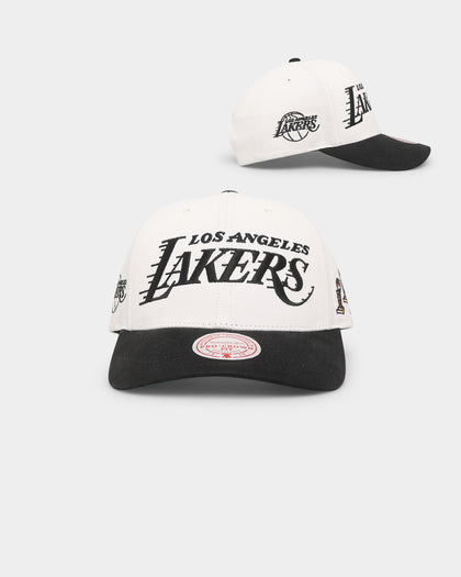 Mitchell & Ness Los Angeles Lakers Script Pro Crown Snapback Off White