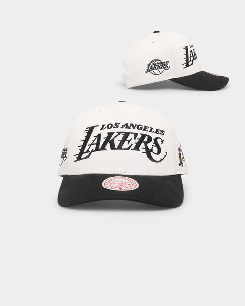 Mitchell & Ness Los Angeles Lakers Script Pro Crown Snapback Off White