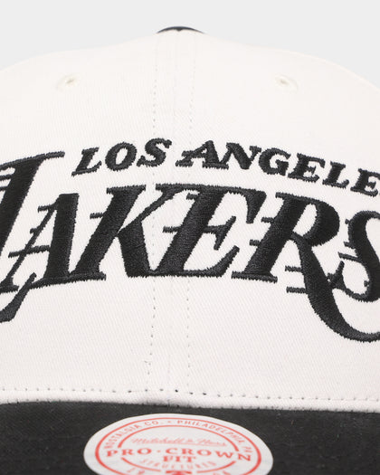 Mitchell & Ness Los Angeles Lakers Script Pro Crown Snapback Off White