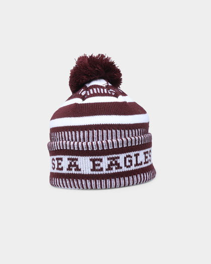 New Era Manly Warringah Sea Eagles NRL Kick Off 2022 Pom Wordmark Beanie Dark Purple