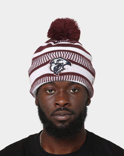 New Era Manly Warringah Sea Eagles NRL Kick Off 2022 Pom Wordmark Beanie Dark Purple