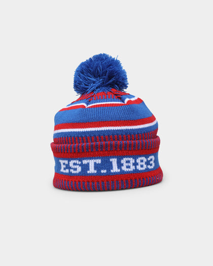 New Era Western Bulldogs AFL Opening Bounce 2022 Pom Wordmark Beanie Blue