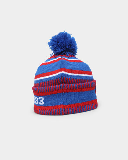 New Era Western Bulldogs AFL Opening Bounce 2022 Pom Wordmark Beanie Blue