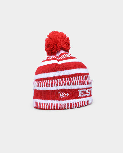 New Era Sydney Swans AFL Opening Bounce 2022 Pom Wordmark Beanie Red