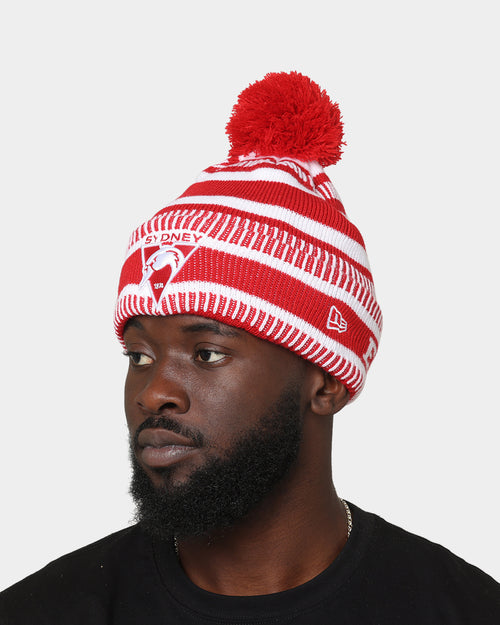 New Era Sydney Swans AFL Opening Bounce 2022 Pom Wordmark Beanie Red