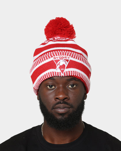 New Era Sydney Swans AFL Opening Bounce 2022 Pom Wordmark Beanie Red
