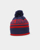 New Era Melbourne Demons AFL Opening Bounce 2022 Pom Waffle Wordmark Beanie Navy