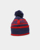 New Era Melbourne Demons AFL Opening Bounce 2022 Pom Waffle Wordmark Beanie Navy