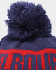 New Era Melbourne Demons AFL Opening Bounce 2022 Pom Waffle Wordmark Beanie Navy