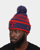 New Era Melbourne Demons AFL Opening Bounce 2022 Pom Waffle Wordmark Beanie Navy