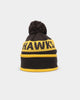 New Era Hawthorn Hawks AFL Opening Bounce 2022 Pom Waffle Wordmark Beanie Brown