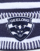 New Era Geelong Cats AFL Opening Bounce 2022 Pom Wordmark Beanie Navy