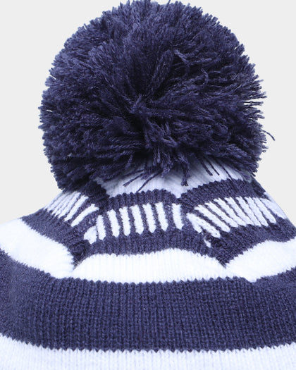 New Era Geelong Cats AFL Opening Bounce 2022 Pom Wordmark Beanie Navy