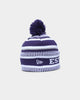 New Era Fremantle Dockers AFL Opening Bounce 2022 Pom Wordmark Beanie Purple