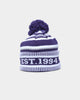 New Era Fremantle Dockers AFL Opening Bounce 2022 Pom Wordmark Beanie Purple