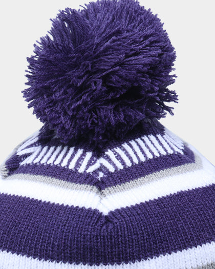 New Era Fremantle Dockers AFL Opening Bounce 2022 Pom Wordmark Beanie Purple