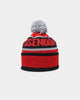 New Era Essendon Bombers AFL Opening Bounce 2022 Pom Waffle Wordmark Beanie Red