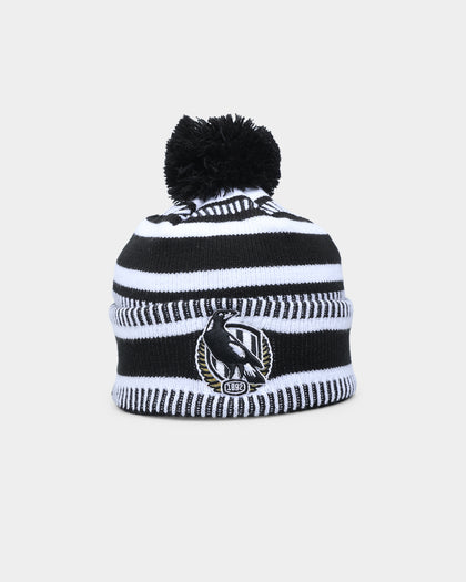 New Era Collingwood Magpies AFL Opening Bounce 2022 Pom Wordmark Beanie Black