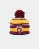 New Era Brisbane Lions AFL Opening Bounce 2022 Pom Wordmark Beanie Dark Red