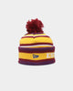New Era Brisbane Lions AFL Opening Bounce 2022 Pom Wordmark Beanie Dark Red
