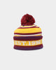 New Era Brisbane Lions AFL Opening Bounce 2022 Pom Wordmark Beanie Dark Red
