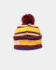 New Era Brisbane Lions AFL Opening Bounce 2022 Pom Wordmark Beanie Dark Red